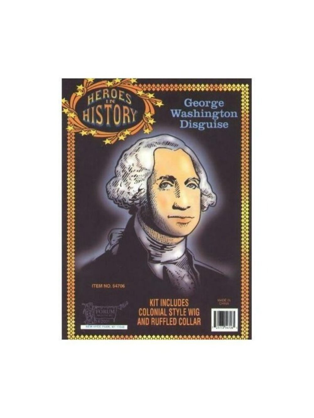 Heroes History George Washington Disguise Colonial Wig Jabot Costume Kit 53447